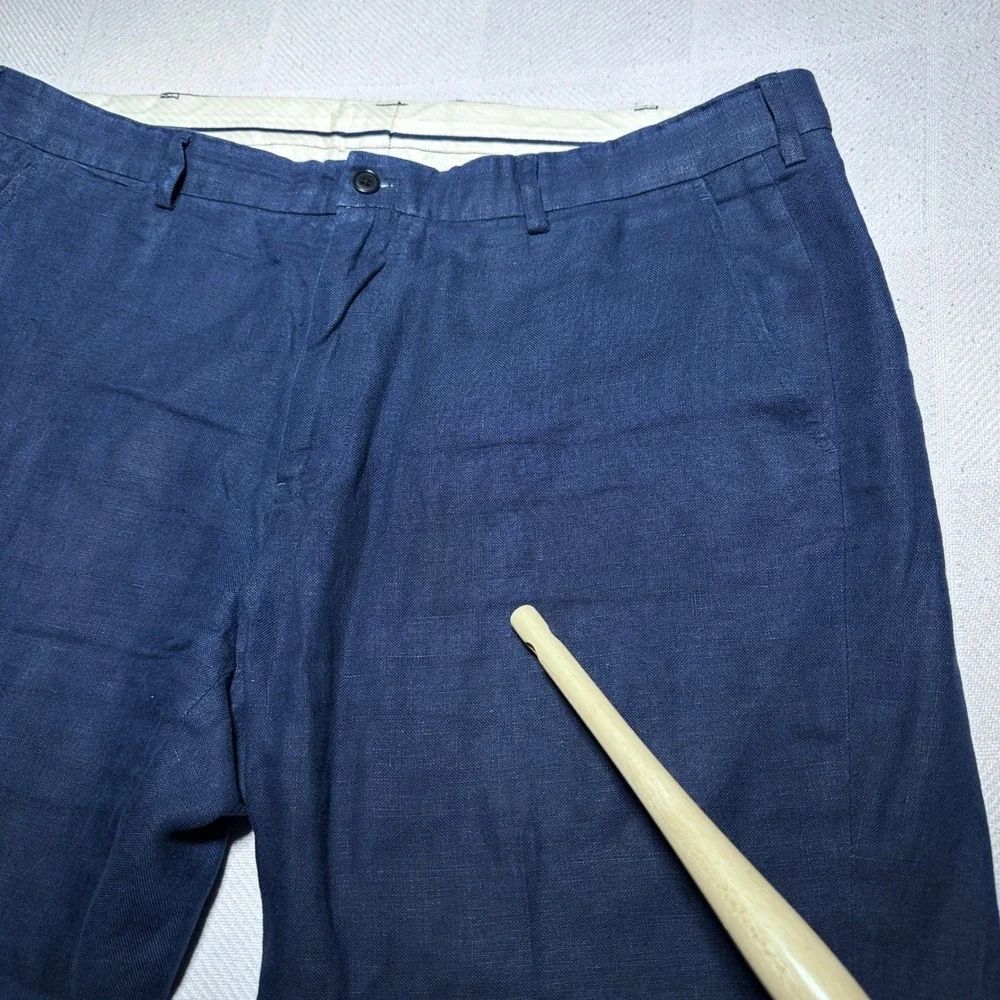 Polo Ralph Lauren Dress Pants 38x27 100% Linen Relaxed Straight Navy Chino Pants